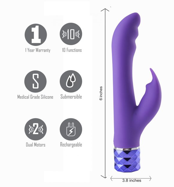 HAILEY Crystal Gems 10-Function G-Spot Vibrator Purple - Image 3