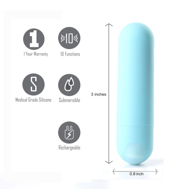 JESSI USB Rechargeable Mini Bullet – Teal Blue - Image 2